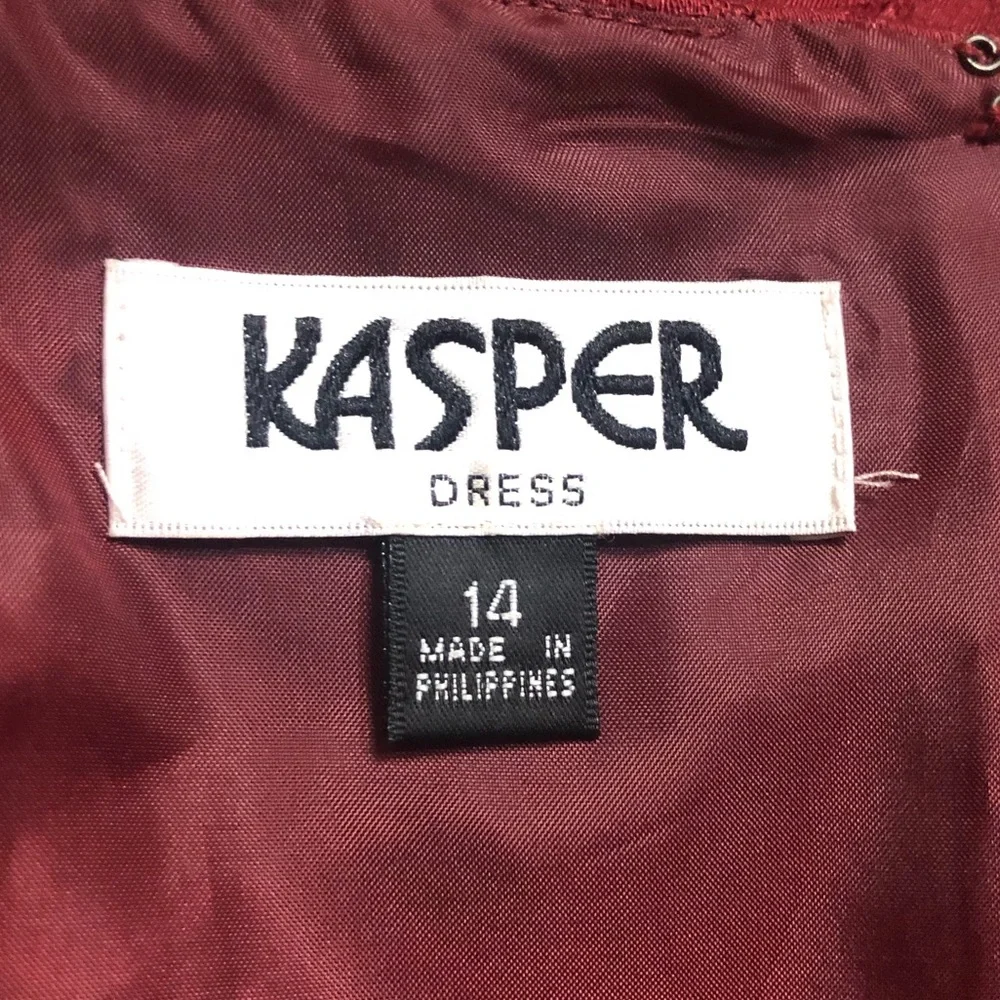 Vintage KASPER Elegant Burgundy Dress - Picture 12 of 13